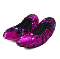 Kami So Mermaid Flip Sequin Figure Skating Soakers - Fuchsia, Dark Blue