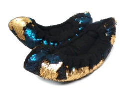 Kami So Mermaid Flip Sequin Figure Skating Soakers - Gold, Navy