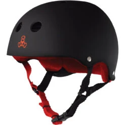 Triple Eight Sweatsaver Rollerskating Helmet - Black Rubber W/ Red