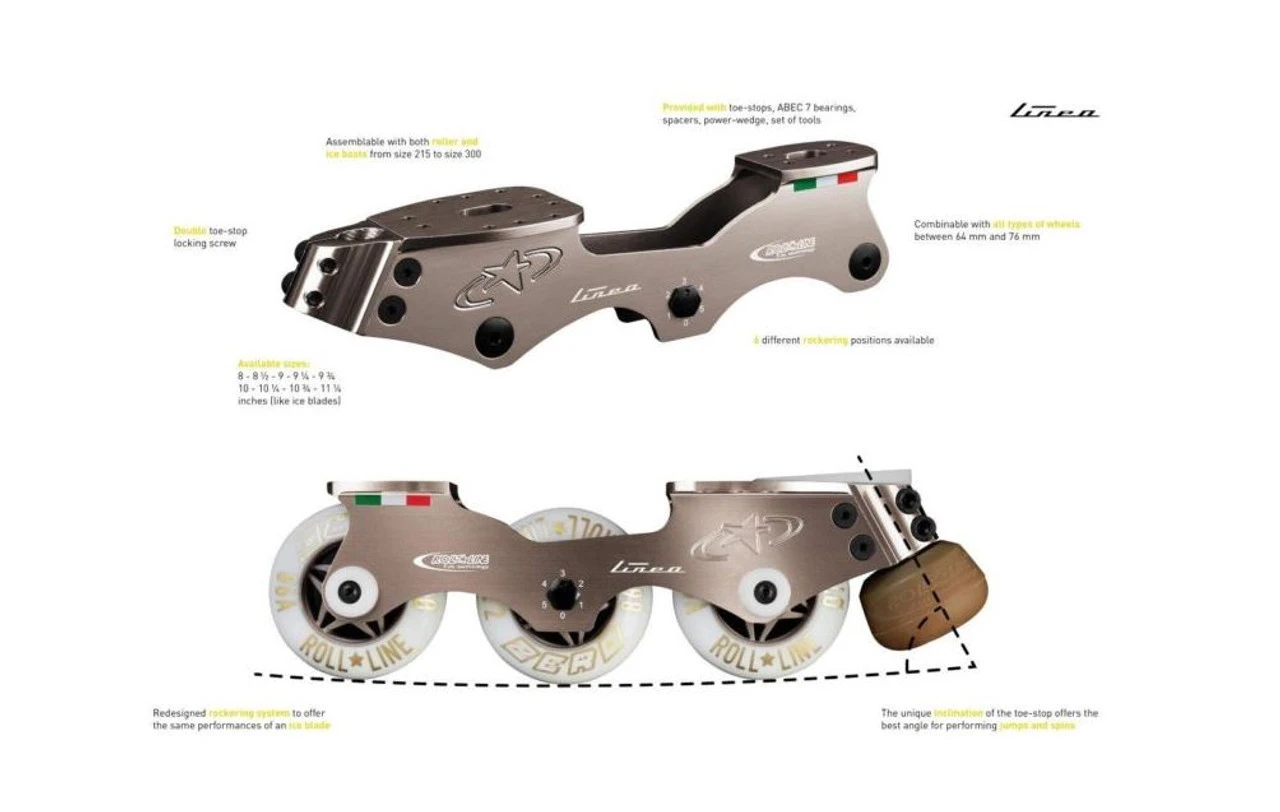 Roll-Line Inline Roller Skate Frames - Linea (Wheels, Bearings & Toe Stops Included) 2 Roll-Line Inline Roller Skate Frames - Linea (Wheels, Bearings & Toe Stops Included) - Image 2