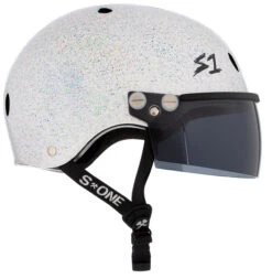 S1 Lifer Visor Helmet - GEN 2 - White Gloss Glitter W/ Tint Visor -Triple Eight Shop 2 10420.1599744456