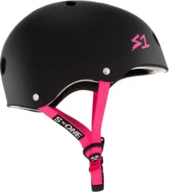 S1 Lifer Helmet - Black Matte W/ Pink Straps -Triple Eight Shop 2 83701.1678418232