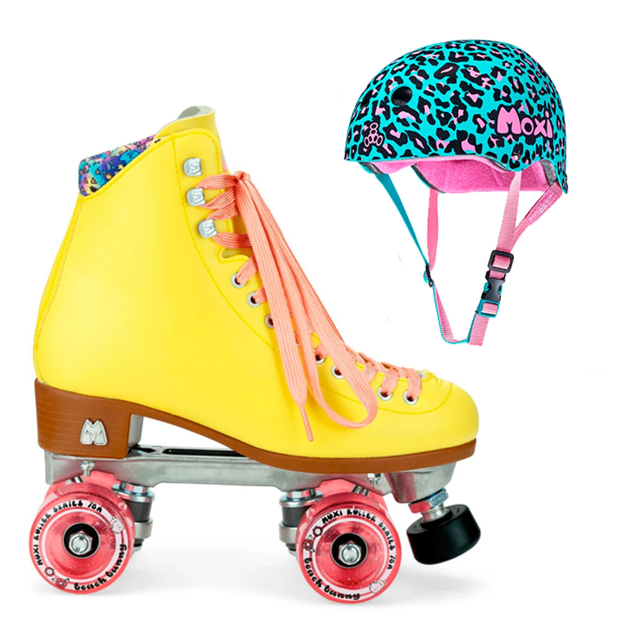 Moxi Combo Set - Beach Bunny Roller Skate (Strawberry Lemonade) & Helmet (Leo) 1 Moxi Combo Set - Beach Bunny Roller Skate (Strawberry Lemonade) & Helmet (Leo)