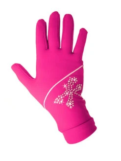Icedress - Thermal Figure Skating Gloves "Shine" (Fuchsia With Rhinestones )