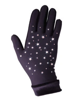 Icedress - Thermal Figure Skating Gloves With Velvet And Rhinestones Swarovski