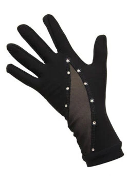 Icedress - Thermal Figure Skating Gloves With Rhinestones Svarowski (Black)