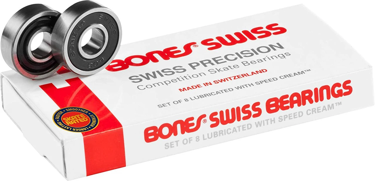 Bones Swiss Skateboard Bearings 8mm (8 Pack) 1 Bones Swiss Skateboard Bearings 8mm (8 Pack)