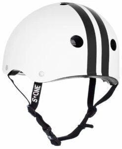 S1 Lifer Helmet - White Gloss W/ Black Stripes -Triple Eight Shop 9e6834c90f18 81634.1619552453