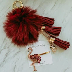 Ice Skating Jewelry - Fluffy & Burgundy Keychain -Triple Eight Shop Fluffy Burgundy 2 86968.1578915034