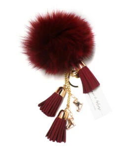 Ice Skating Jewelry - Fluffy & Burgundy Keychain