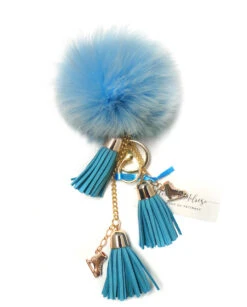 Ice Skating Jewelry - Fluffy & Light Blue Keychain