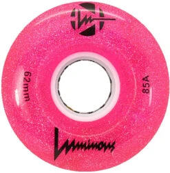 Luminous LED Quad Roller Skate Outdoor Wheels (Sold As Each's, Glitter Pink, 62mm/85A)