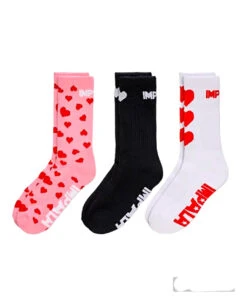 Impala Rollerskate Socks 3pk (Falling Hearts)