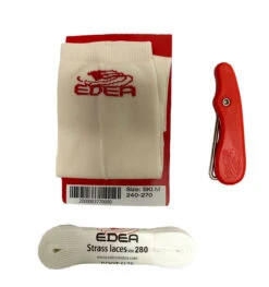 Edea Accessories Package - Lace Puller, Laces For Figure Skates (White), Skating Socks (White)