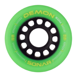 Riedell Skates Sonar Demon EDM 62mm Indoor Skate Wheels -Triple Eight Shop Sonar Demon EDM Green Face Web XLarge 90233.1672952335