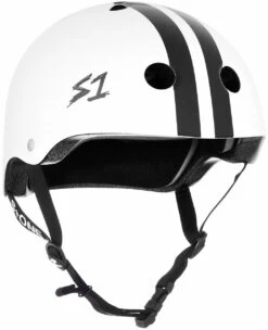 S1 Lifer Helmet - White Gloss W/ Black Stripes