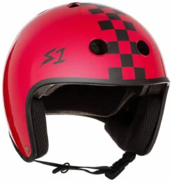 S1 Retro Lifer Helmet - Red Gloss W/ Checkers