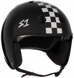 S1 Retro Lifer Helmet - Black Gloss W/ White Checkers