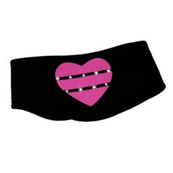IceDress - Two-Color Thermal Figure Skating Headband "Hearts" (Black And Pink)
