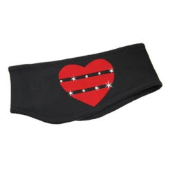 IceDress - Two-Color Thermal Figure Skating Headband "Hearts" (Dark Grey And Red)